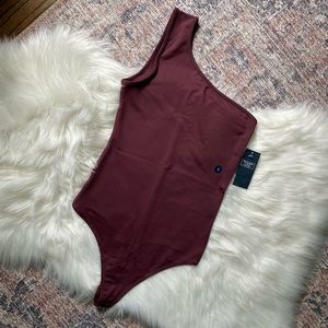 NWT Abercrombie One-shoulder Bodysuit - Maroon